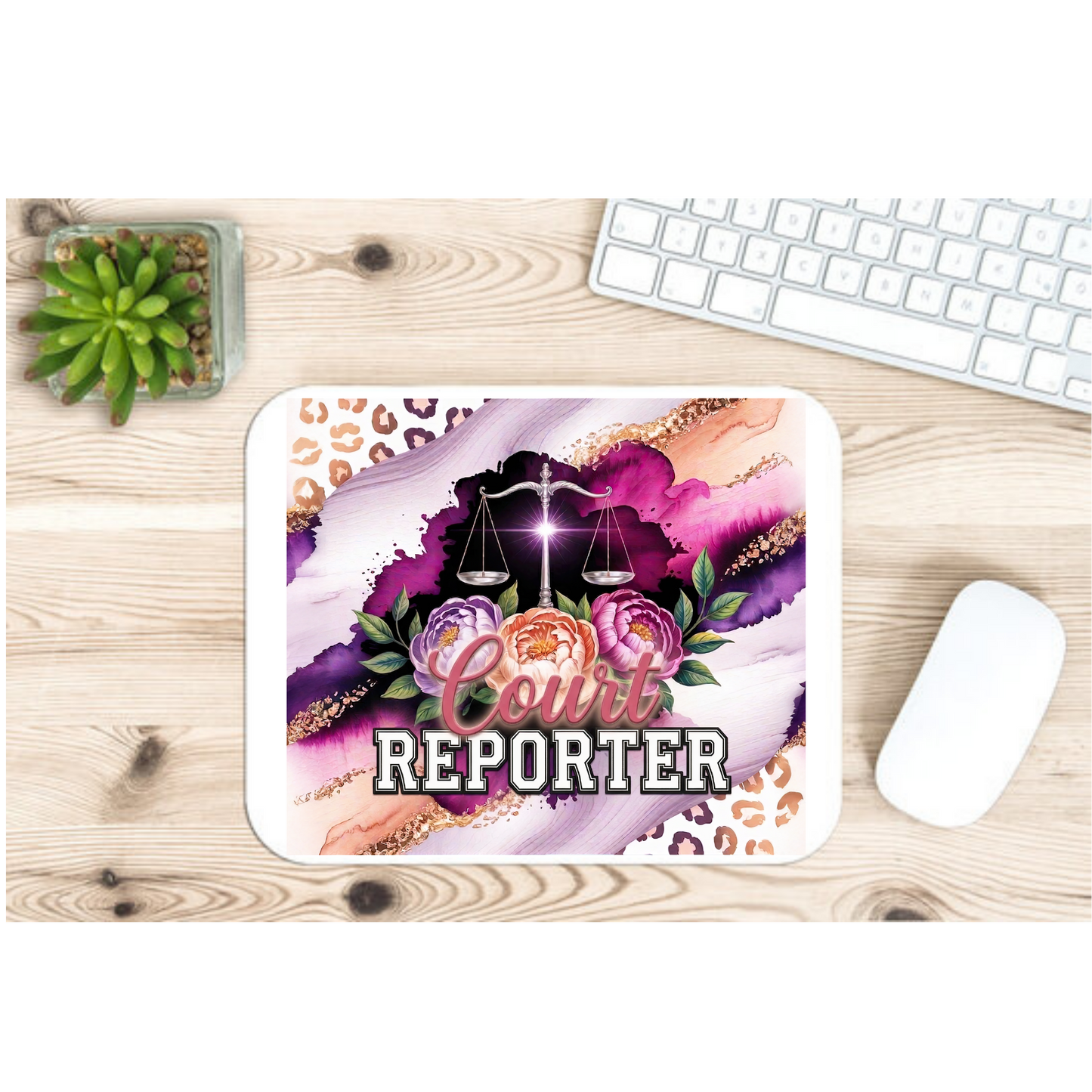 Court Reporter Floral Mouse Pad