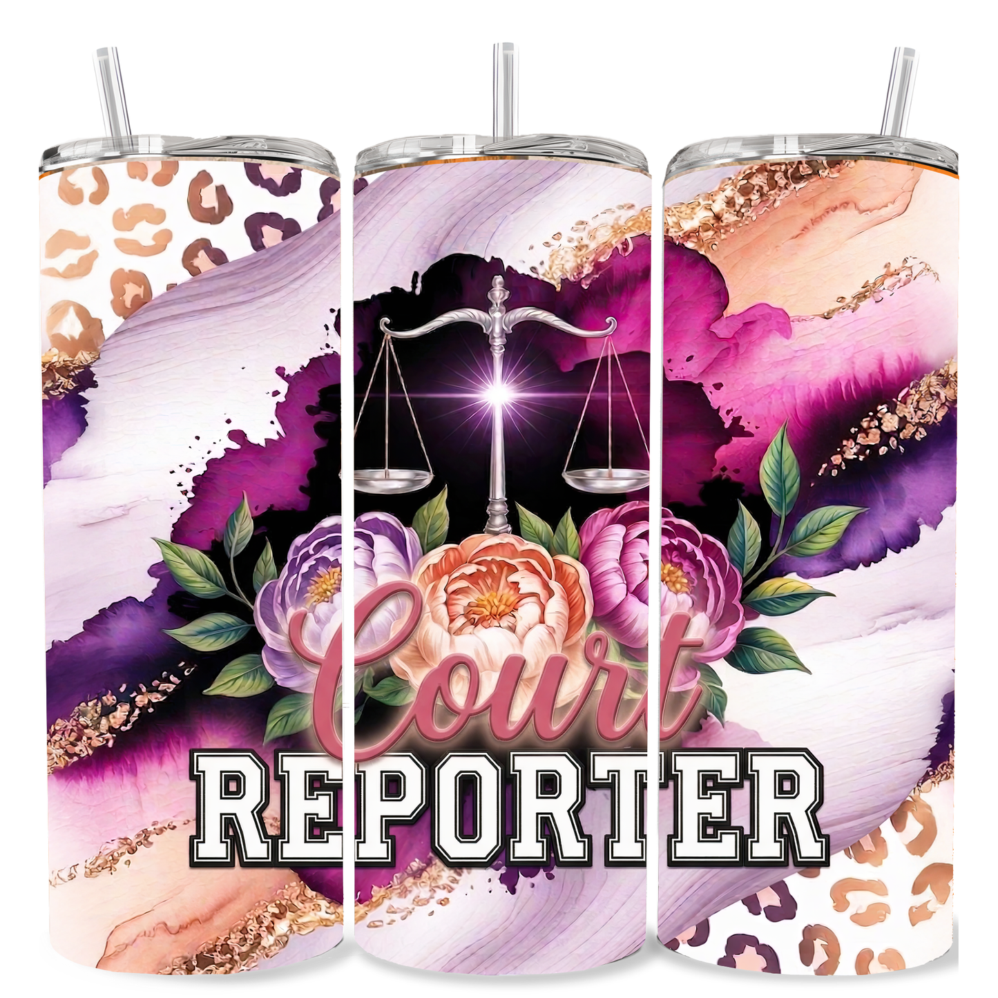 Court Reporter Floral Tumbler