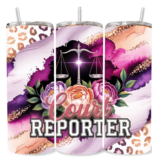 Court Reporter Floral Tumbler
